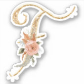Sticker Monogramme initial F Parties scintillant or Peony  (Devant)