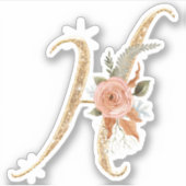 Sticker Monogramme initial H Parties scintillant or Peony  (Devant)
