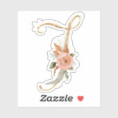 Sticker Monogramme initial J Parties scintillant or Peony  (Feuille)
