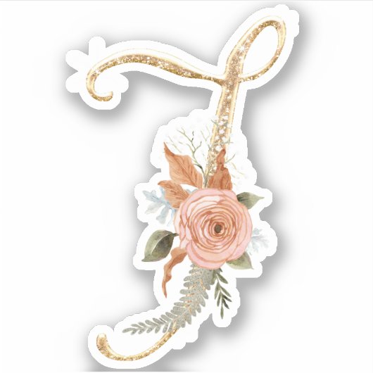 Sticker Monogramme initial J Parties scintillant or Peony  (Devant)