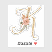Sticker Monogramme initial K Parties scintillant or Peony  (Feuille)