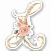 Sticker Monogramme initial L Parties scintillant or Peony  (Devant)