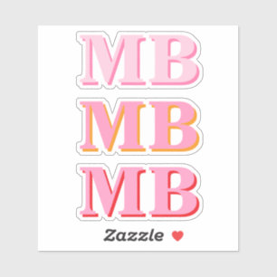 Sticker Monogramme initial minimaliste rose moderne