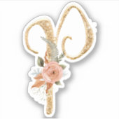Sticker Monogramme initial P Parties scintillant or Peony  (Devant)
