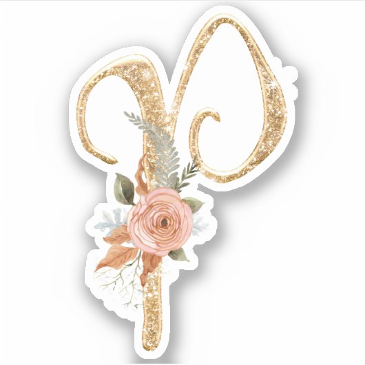 Sticker Monogramme initial P Parties scintillant or Peony  (Devant)