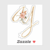 Sticker Monogramme initial Y Parties scintillant or Peony  (Feuille)