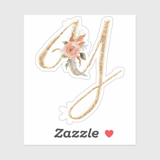 Sticker Monogramme initial Y Parties scintillant or Peony (Feuille)