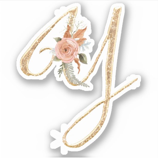 Sticker Monogramme initial Y Parties scintillant or Peony  (Devant)