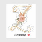 Sticker Monogramme initial Z Parties scintillant or Peony  (Feuille)
