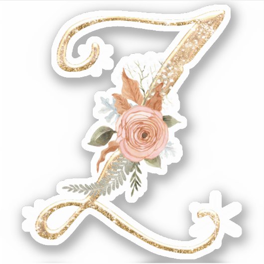 Sticker Monogramme initial Z Parties scintillant or Peony  (Devant)