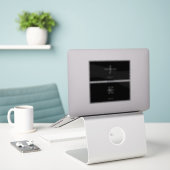 Sticker Monogramme Initiale + Nom Masculin Noir et Blanc (Ordinateur portable sur le bureau)