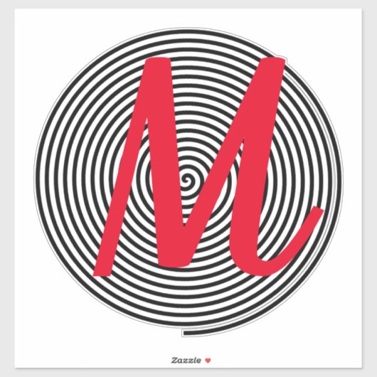 Sticker Monogramme Initiales Nom Cool noir et rouge Unique (Feuille)