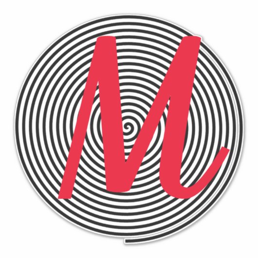 Sticker Monogramme Initiales Nom Cool noir et rouge Unique (Devant)