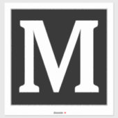 Sticker Monogramme Initiales Nom Noir Blanc Minimaliste (Feuille)