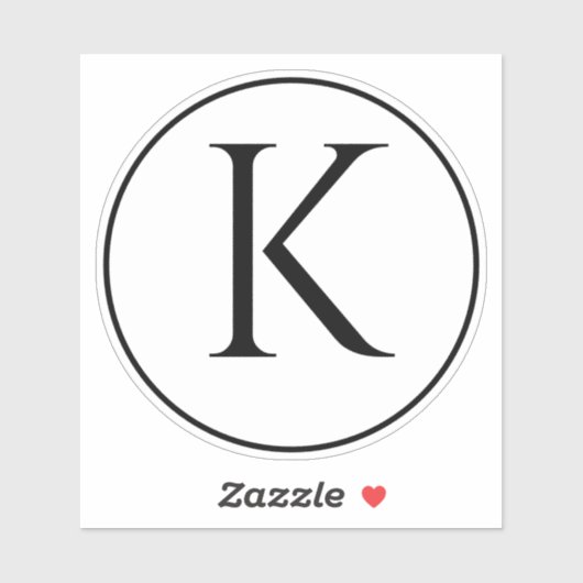 Sticker Monogramme Initiales Nom Noir Blanc Simple Minimal (Feuille)