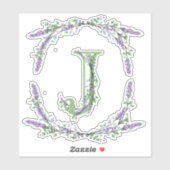 Sticker Monogramme J Lavender Eucalyptus (Feuille)