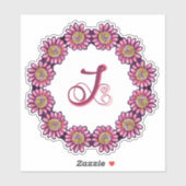 Sticker Monogramme J Orné Avec De Jolies Fleurs De Boho (Feuille)