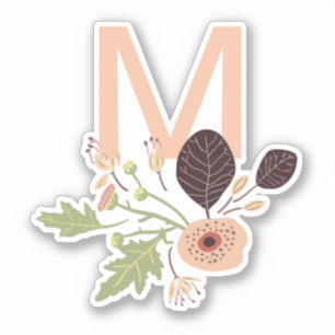 Sticker Monogramme Jouer Peach Vector Floral Motif