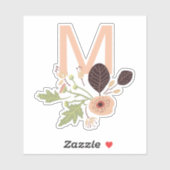 Sticker Monogramme Jouer Peach Vector Floral Motif (Feuille)