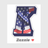 Sticker Monogramme K American Flag LETTRE K INITIAL USA (Feuille)