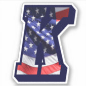 Sticker Monogramme K American Flag LETTRE K INITIAL USA (Devant)