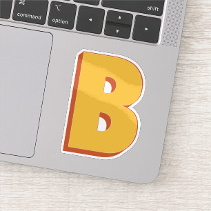 Sticker Monogramme Lettre B, Police Initiale 3D Gras