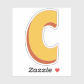 Sticker Monogramme Lettre C, Police Initiale Gras 3D  (Feuille)