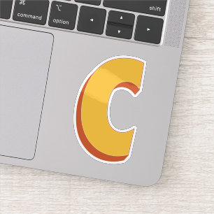 Sticker Monogramme Lettre C, Police Initiale Gras 3D
