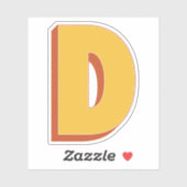 Sticker Monogramme Lettre D, Police Initiale Gras 3D  (Feuille)