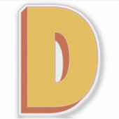 Sticker Monogramme Lettre D, Police Initiale Gras 3D  (Devant)