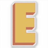 Sticker Monogramme Lettre E, Police Initiale Gras 3D (Devant)