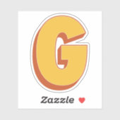 Sticker Monogramme lettre G, police initiale gras 3D (Feuille)