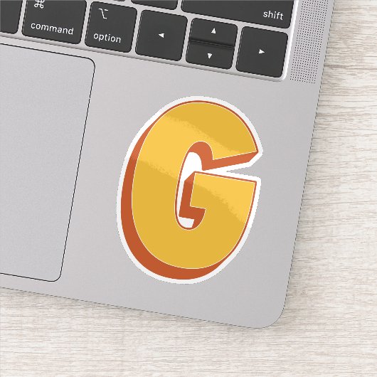 Sticker Monogramme lettre G, police initiale gras 3D (Détail)