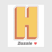Sticker Monogramme lettre H, police initiale gras 3D (Feuille)