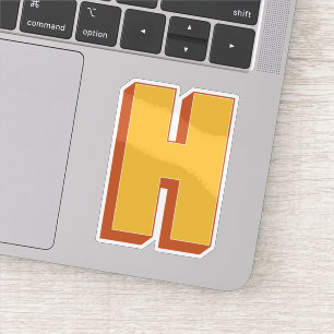 Sticker Monogramme lettre H, police initiale gras 3D