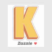 Sticker Monogramme lettre K, police initiale gras 3D (Feuille)