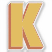 Sticker Monogramme lettre K, police initiale gras 3D (Devant)