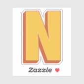 Sticker Monogramme Lettre N, Police Initiale Gras 3D  (Feuille)