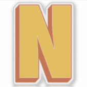 Sticker Monogramme Lettre N, Police Initiale Gras 3D  (Devant)
