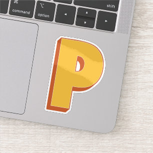 Sticker Monogramme Lettre P, Police de Caractères Gras 3D 