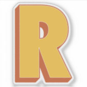 Sticker Monogramme Lettre R, Police Initiale Gras 3D  (Devant)