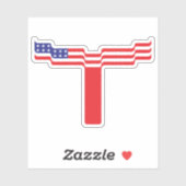 Sticker Monogramme lettre T drapeau américain (Feuille)