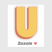 Sticker Monogramme lettre U, police initiale gras 3D (Feuille)