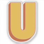 Sticker Monogramme lettre U, police initiale gras 3D (Devant)