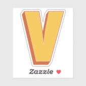 Sticker Monogramme lettre V, police initiale gras 3D (Feuille)