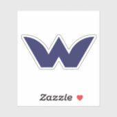 Sticker Monogramme lettre W moderne bleu (Feuille)