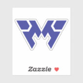 Sticker Monogramme lettre W moderne et minimal bleu créati (Feuille)