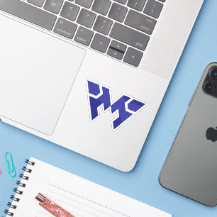 Sticker Monogramme lettre W moderne et minimal bleu créati