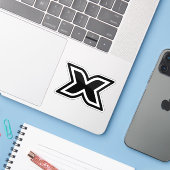Sticker Monogramme Lettre X (Ordinateur portable avec iPhone)
