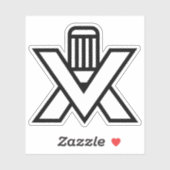 Sticker Monogramme lettre X avec crayon (Feuille)